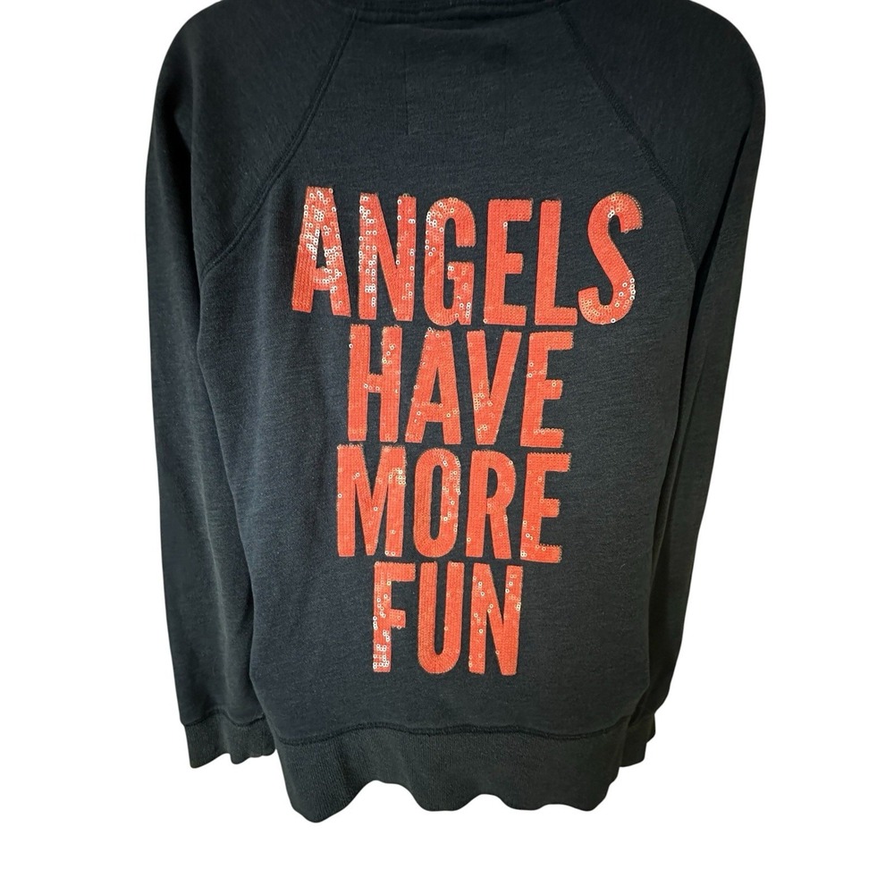 Victoria's Secret "Angels Have More Fun" Sequined Hoodie  Blue Pink Size Med